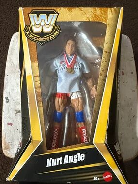 Mattel Kurt Angle WWE Legends Action Figure - White Shirt, Red & Blue Gear